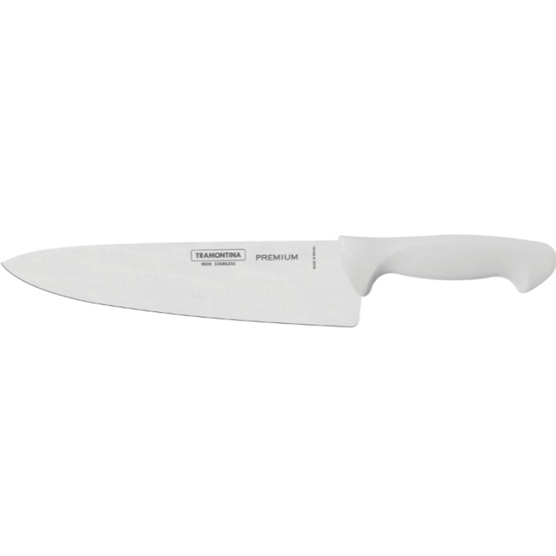 Tramontina Deluxe 10 Inch Stainless Steel Chef Knife With White Polypropylene Handle 24476/180