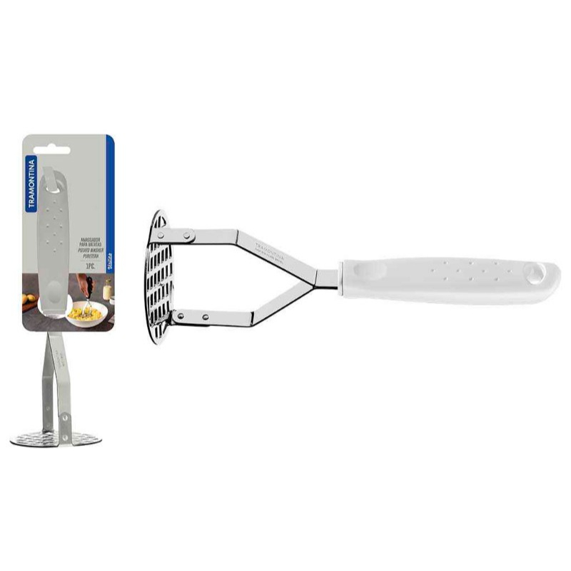 Tramontina Utilita Stainless Steel Potato Masher With White Polypropylene Handle 25655/180