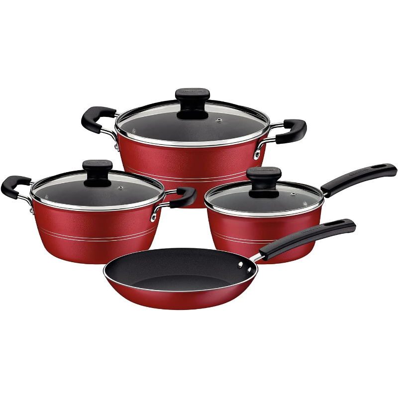 Tramontina Sicilia Aluminum Cookware Set With Premium Non-Stick Interior And Exterior Coating, 4 Pieces 20499/716