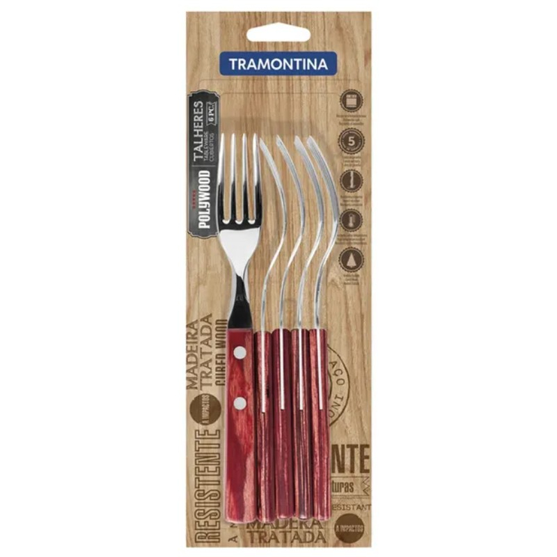Tramontina Food Fork Sheet Handle 6Pcs Set 21102/670