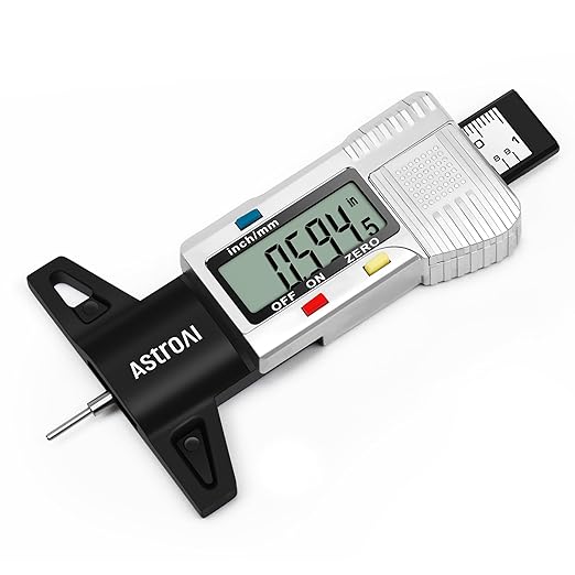 AstroAI Digital Tire Tread Depth Gauge Powered by CR2032 - 3V TMTMPWH