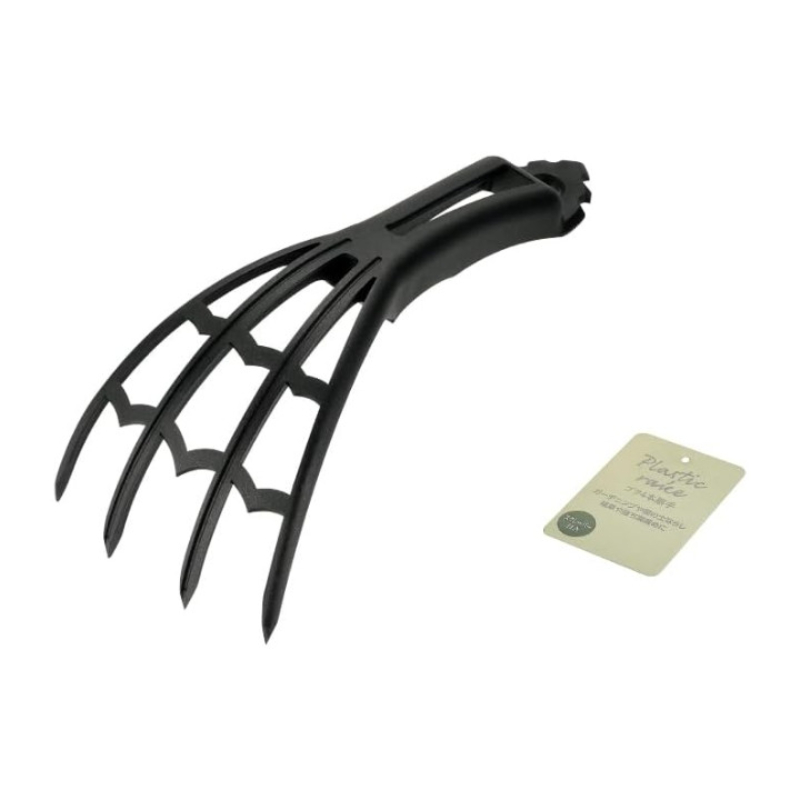 CanDo Gardening Plastic 4 Teeth Rake, Polypropylene Fiberglass, Black 25cm Length 4991203188717