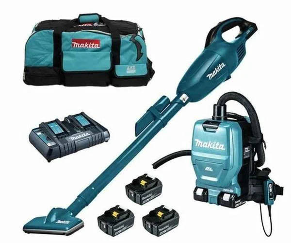 Makita Cordless Combo Kit 18v Backpack Vacuum And Handheld Vacuum DCL181F Two 5.0Ah Batteries, Filters Dust Bags And Accessories DLX2248PT1