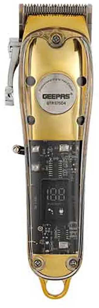 GEEPAS Rechargable Hair Clipper with Digital Display, 4 Comb Attachments, Gold Color GTR57504