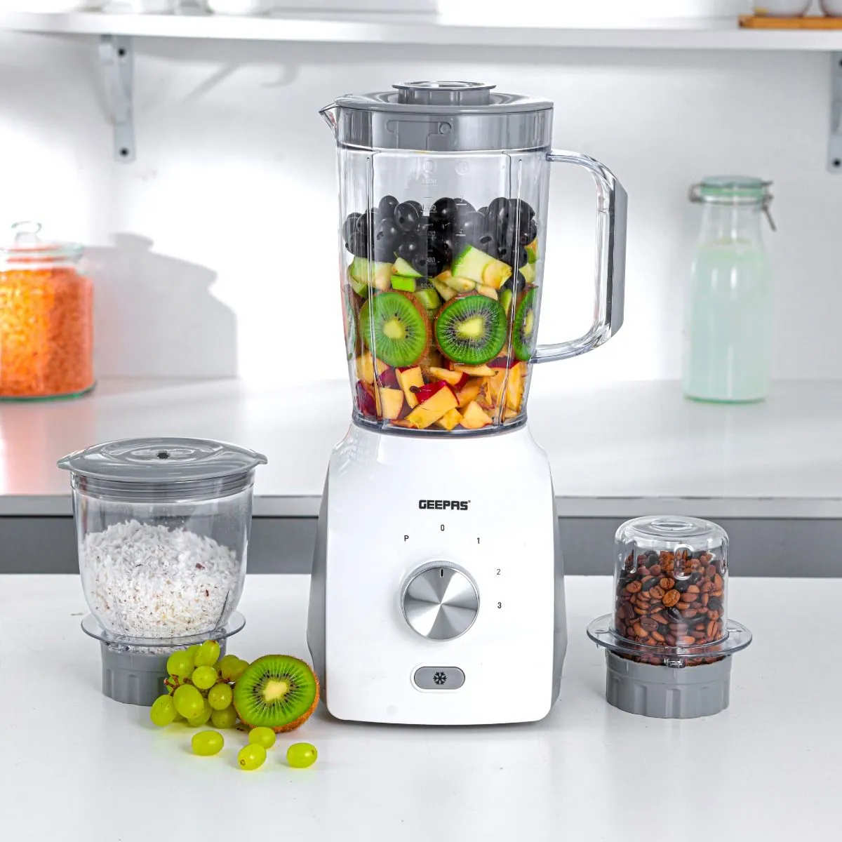 GEEPAS Electric Blender 400W, 1.5L Capacity, 6 Speeds, Includes Juicer & Ice Crusher GSB44034