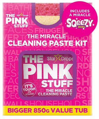 The Pink Stuff The Miracle Cleaning Paste Kit Includes a 850g Cleaning Paste Pot and a Sqeezy Dual-Sided Sponge & Scrubber 5060033823903