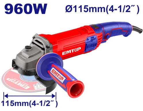 EMTOP Electric Angle Grinder 960W 115mm 1200 RPM EAGR09683