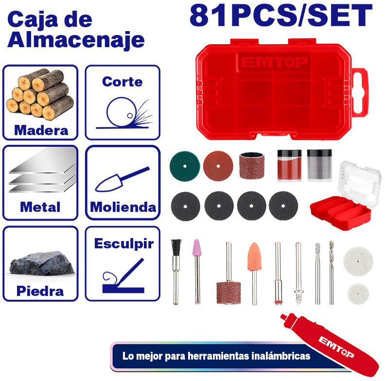 EMTOP Die Grinder Accessories Set 81 Pieces EAKMG8081