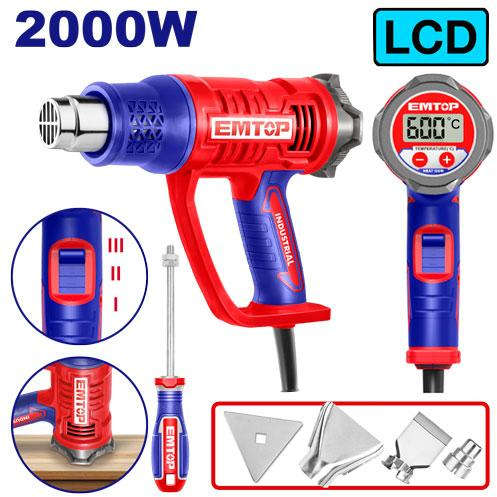 EMTOP Electric Heat Gun 2000W 50-600°C 450/300/450 L/min EHGN20056