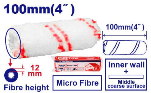 EMTOP Microfiber Paint Roller Refill 100mm (4") ECBH061002