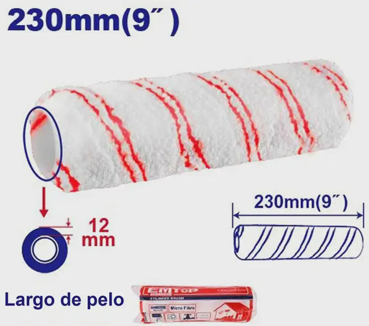 EMTOP Microfiber Paint Roller Refill 230mm (9") ECBH062302
