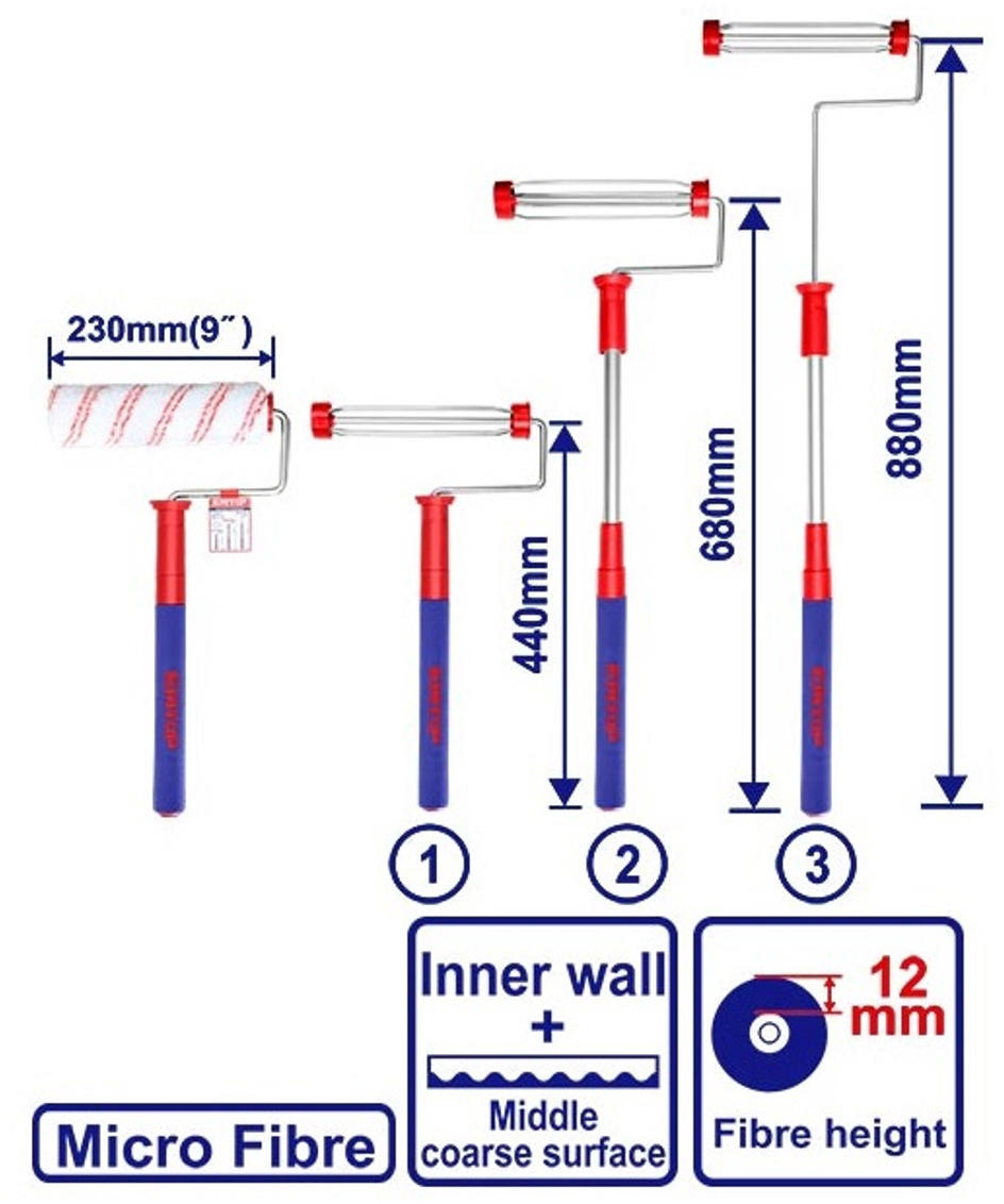 EMTOP Telescopic Microfiber Paint Roller 440–880mm Size 300mm (12") ECBHT42302