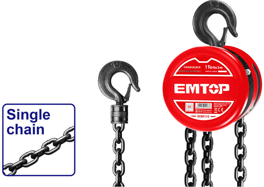EMTOP Manual Hand Winch 3m Load Capacity 1 Ton ECBK110