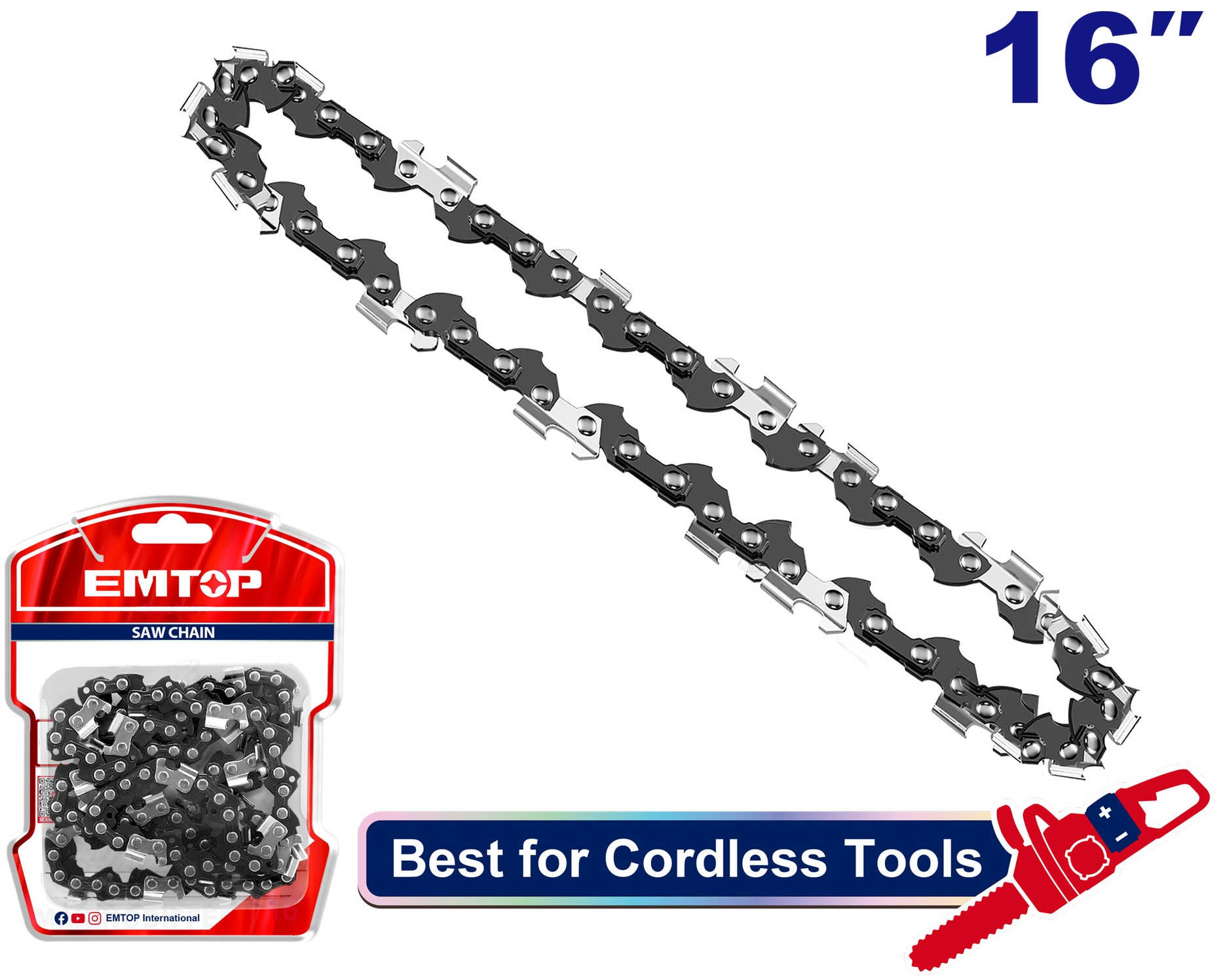 EMTOP Wood Chainsaw Chain 16 Inch ECCL5163