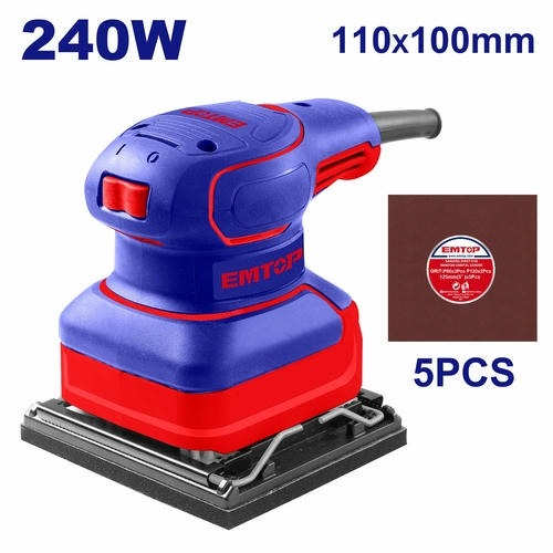 EMTOP Electric Orbital Sander 240W, 100mm, Five Sandpapers Included EFSR24101