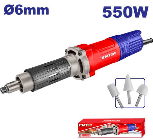 EMTOP Electric Die Grinder 550W, 6mm Head, Three Accessories Included EDGD5501