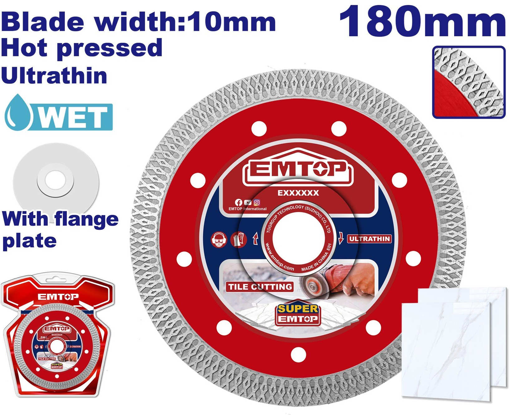 EMTOP Diamond Cutting Disc 180mm Width 10mm EDDCH81801