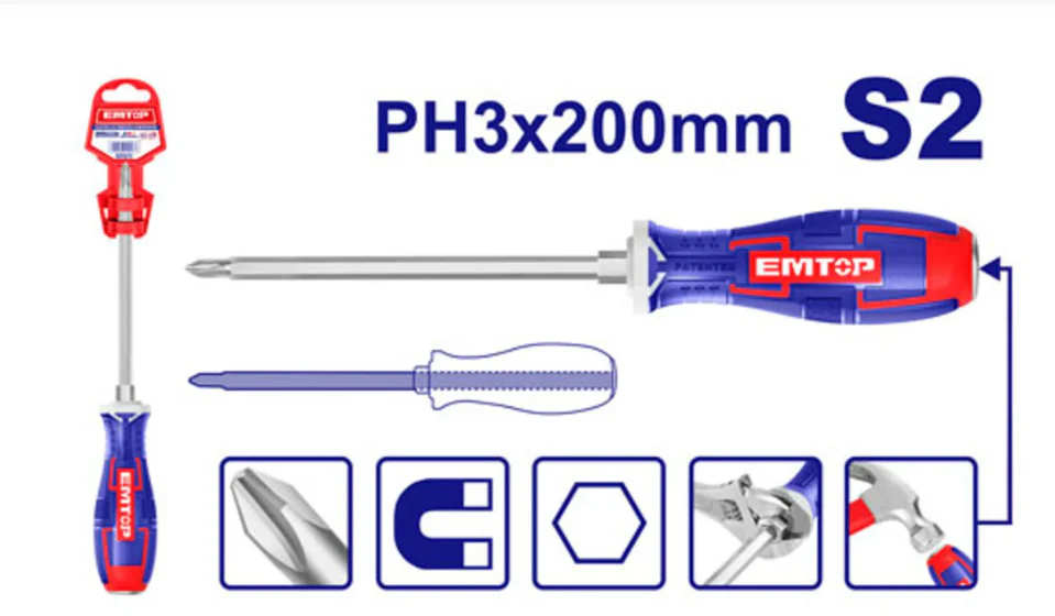 ايمتوب درنفيس فيلبس بطول 300 ملم قياس PH3 من فولاذ S2  عالي الجودة EGTSPH3300