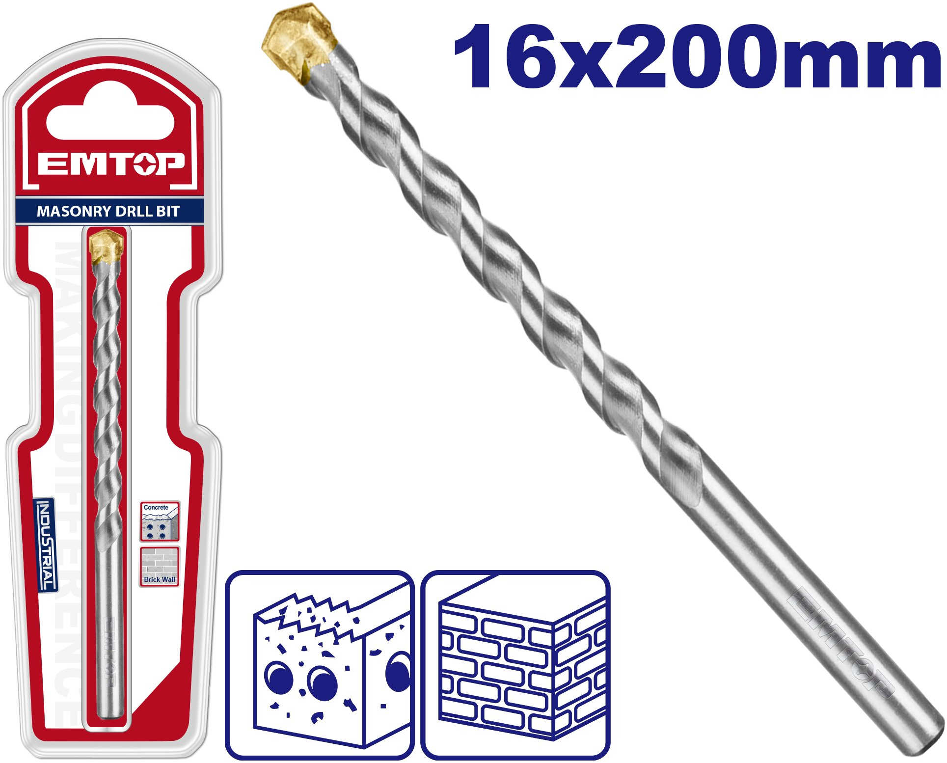EMTOP Concrete Drill Bit 16 × 200mm ECDB021620