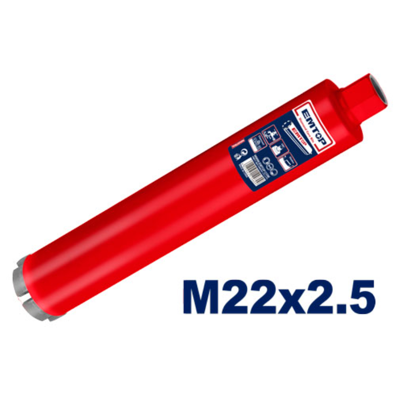 Emtop Diamond Core Bits Diameter 102Mm, Adaptor M22 X 2.5, Length：450Mm EDHC145102