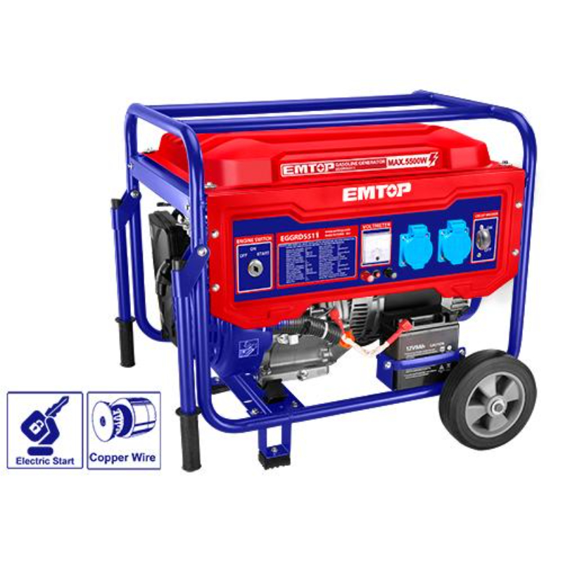 Emtop Gasoline Generator 5.5Kw 22A 25L Starting System Recoil+Electric EGGRD5511