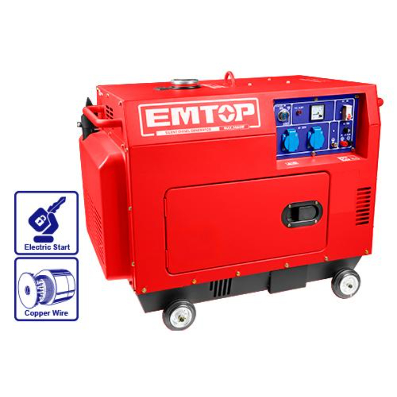 Emtop Silent Diesel Generator Rated Voltage 5.0Kw 20A 17L Electric Start Cooling System Air-Cooled EDGRS511