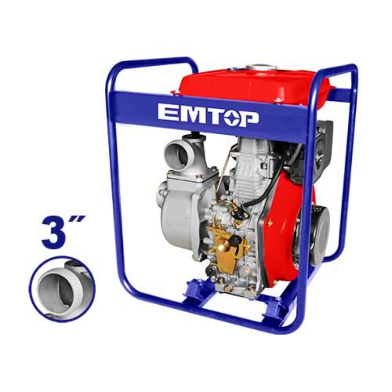 Emtop Diesel Water Pump Suction&Discharge Port Diameter 80Mm,3Inches, Max.Flow 1000L/Min, Max.Head Lift 28M EDWP8011