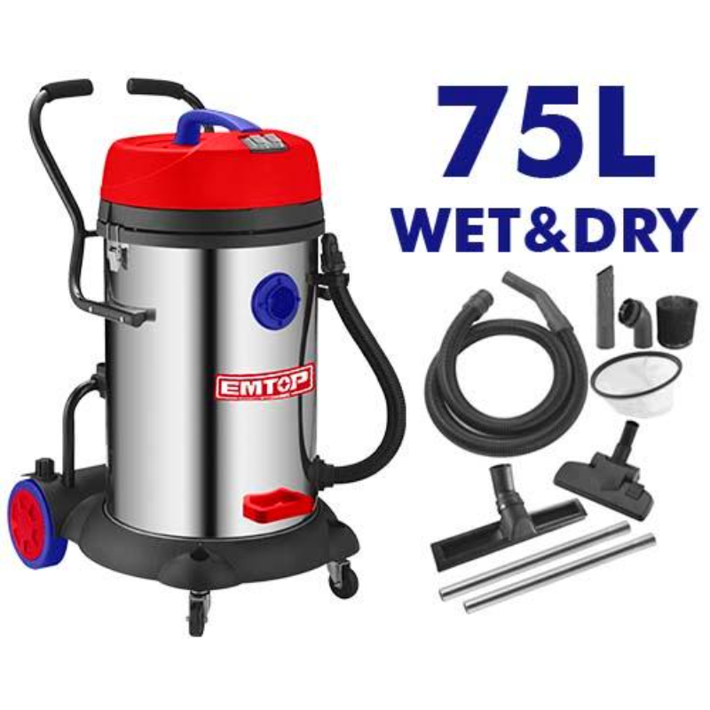 Emtop Vacuum Cleaner Dust Capacity 75L, Input Power 2X1200W, Air Flow 3Cbm/Min EVCR2401