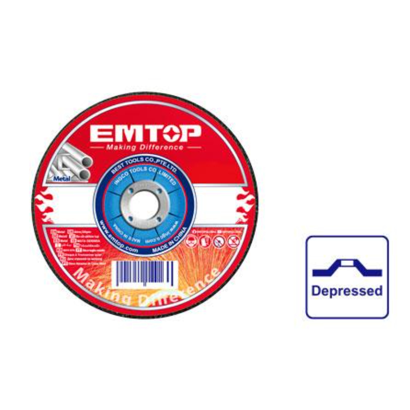 Emtop Abrasive Metal Cutting Disc 230Mm(9Inches)X3.0Mm(1/8Inches)X22.2Mm(7/8Inches), Depressed Centre, Packed By Label EACDH302301