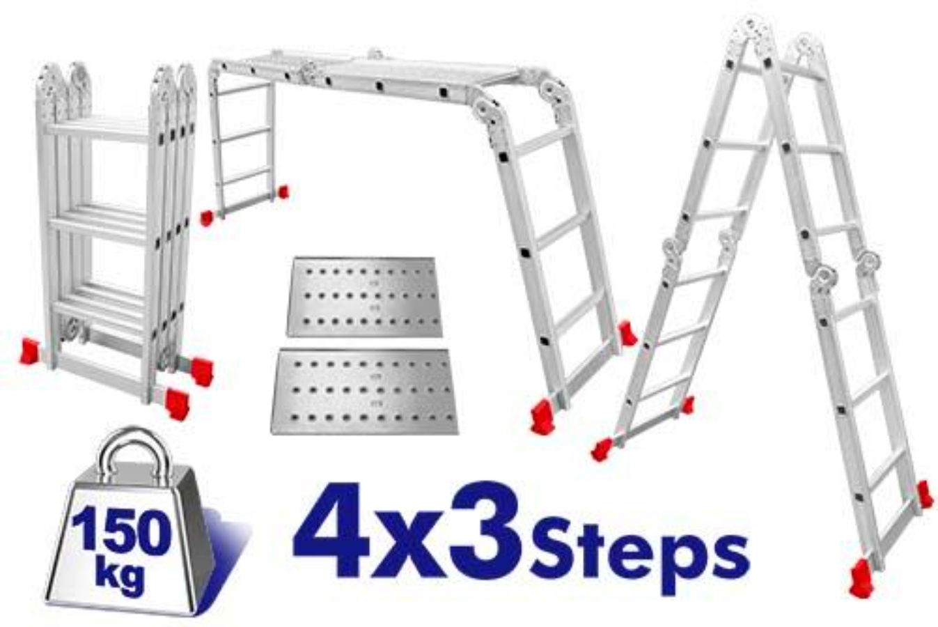 ايمتوب سلم المنيوم متعدد الاستخدامات 4 × 3 درجات حمولة قصوى 150 كغم ELAD4431
