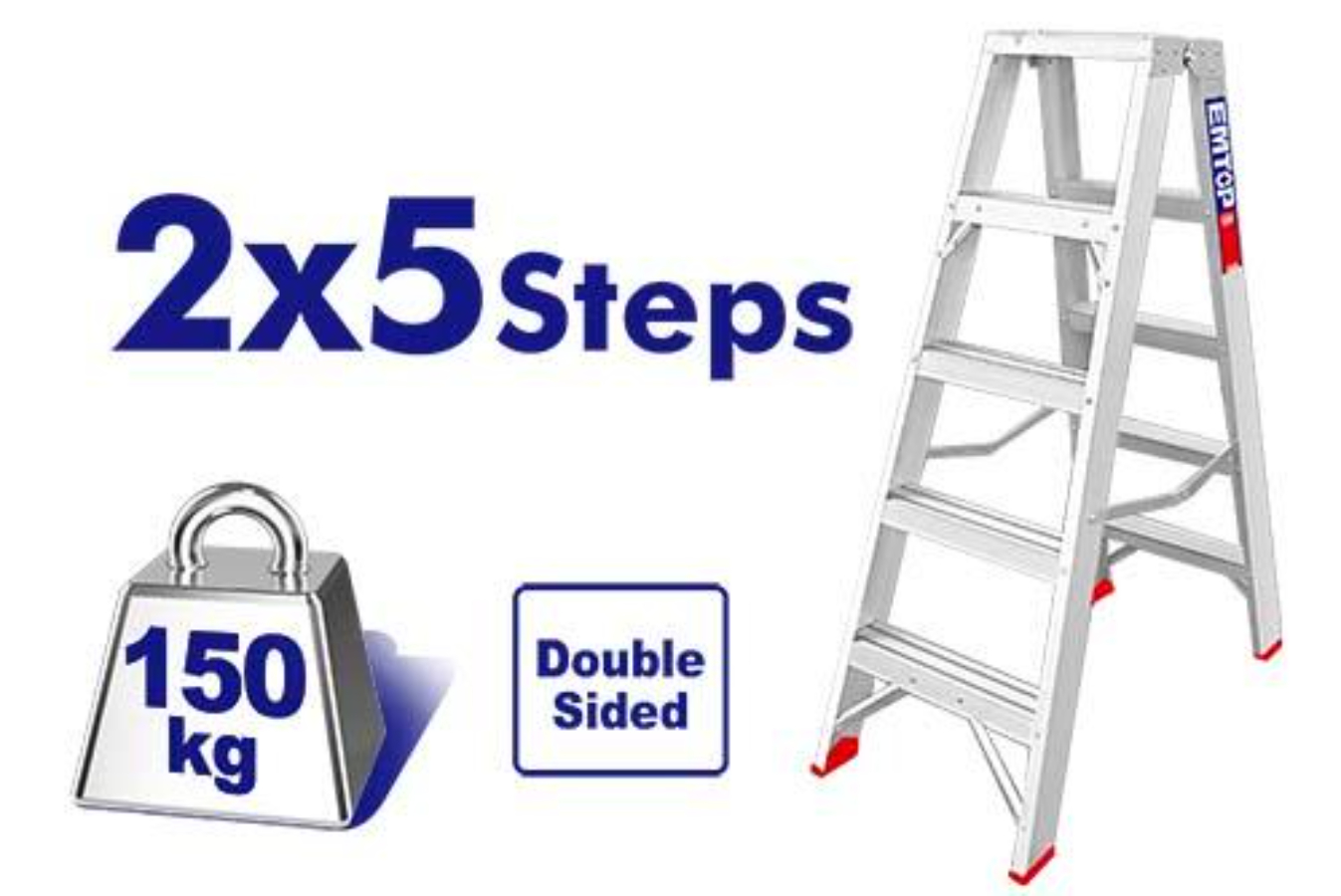 ايمتوب سلم مزدوج الجانبين 2 × 5 درجات مادة ألمنيوم حمولة قصوى 150 كغم ELAD3051