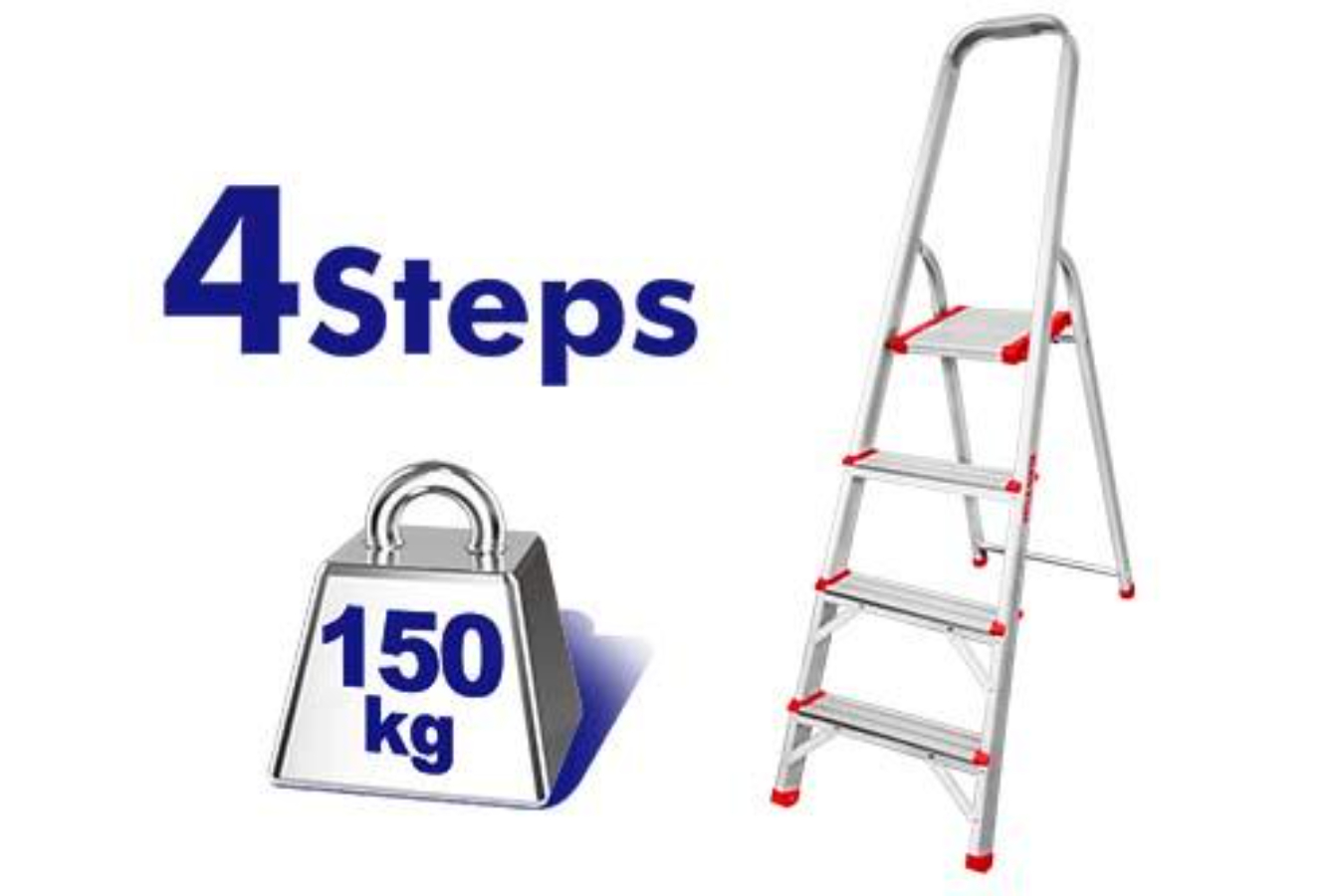 Emtop Household Ladder Material Aluminum, Steps 4 Steps, Max.Load 150Kg ELAD1041
