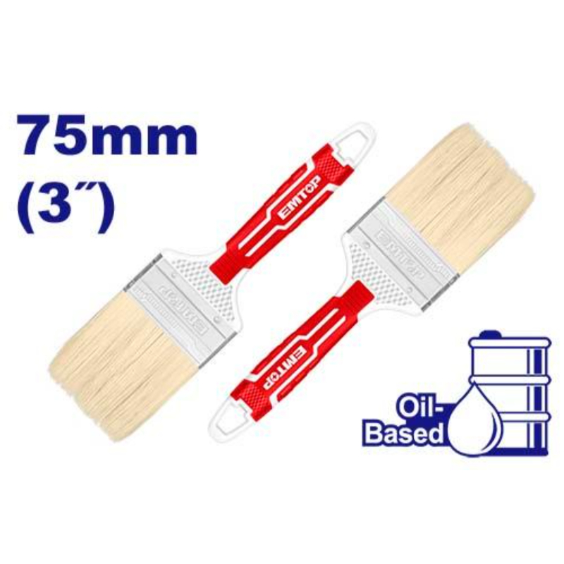 Emtop Paint Brush Width 75Mm(3Inches), Thickness 11Mm, Bristle Length 57Mm EPBH03601
