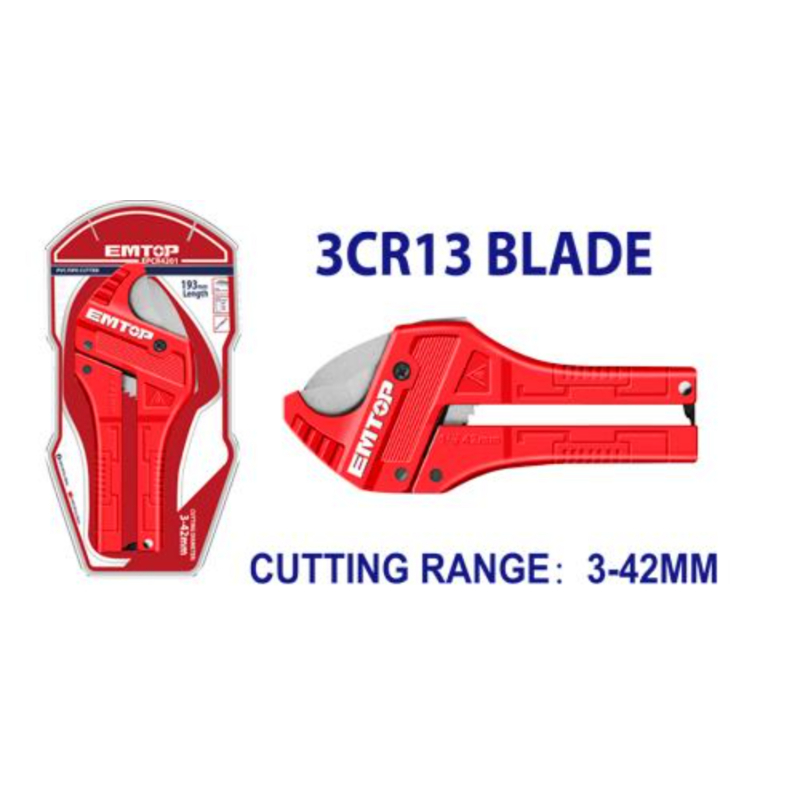 ايمتوب مقص انابيب PVC طول 215 ملم شفرة SK5 قطر قص 3–42 ملم EPCR4201