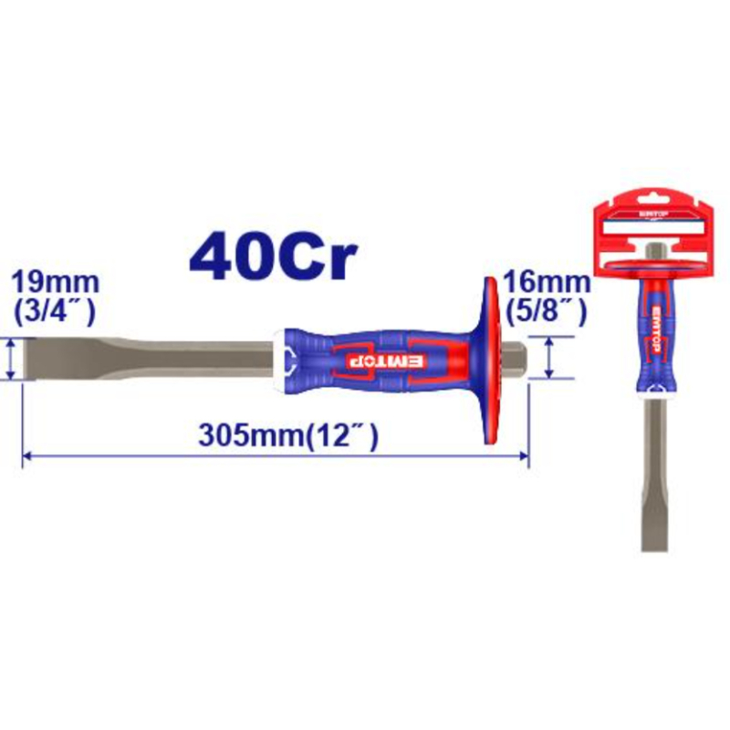 Emtop Cold Chisel Head Size 19Mm, Handle Size 16Mm, Length 305Mm ECCL191602