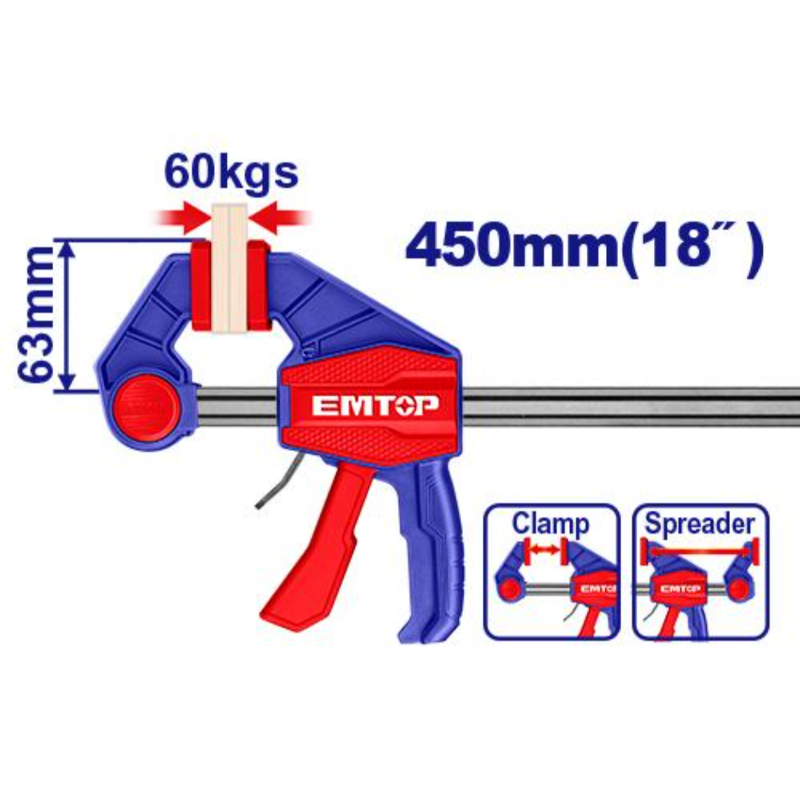 ايمتوب فخة سريعة سريعة بقیاس 63 × 450 ملم قوة تثبيت 60 كغم قاعدة حديد سماكة 5×18 ملم ECLPQ60301