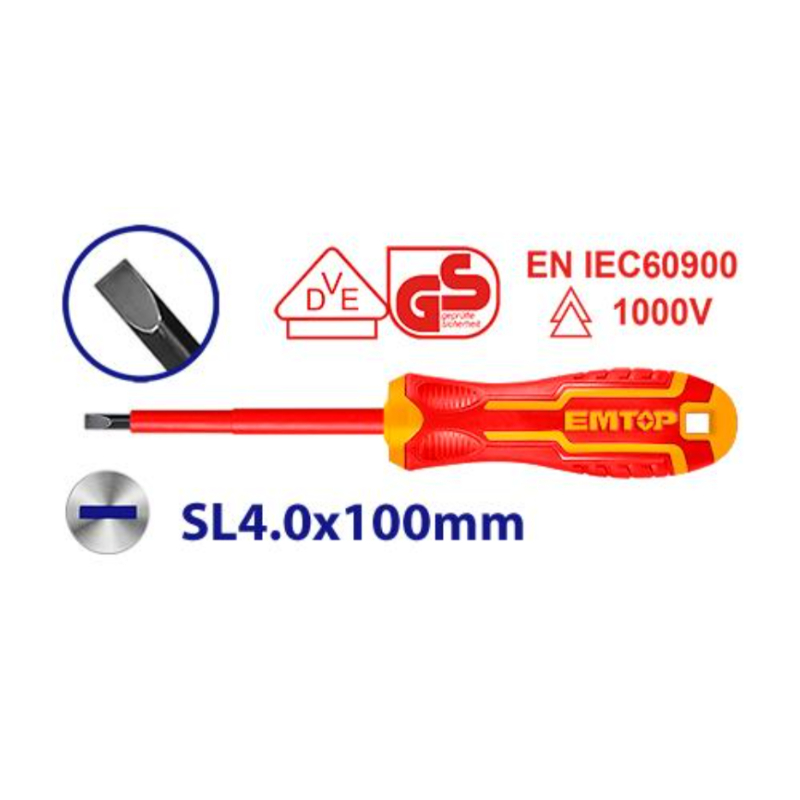 ايمتوب درنفيس معزول SL4.0×100 ملم فولاذ كروم فانديم عمود دائري 1000 فولت معتمد VDE ESDRJ4100