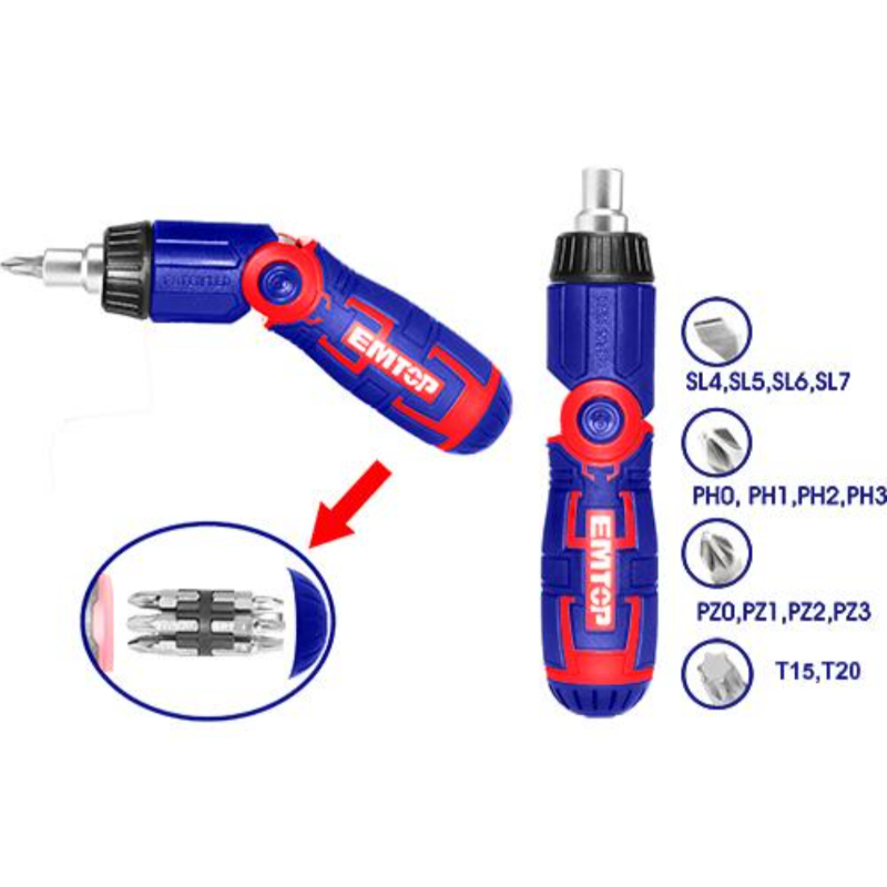 Emtop 15 In 1 Ratchet Screwdriver Set 15 In 1, Material：Cr-V, Ratchet Screwdriver ESDRH1502