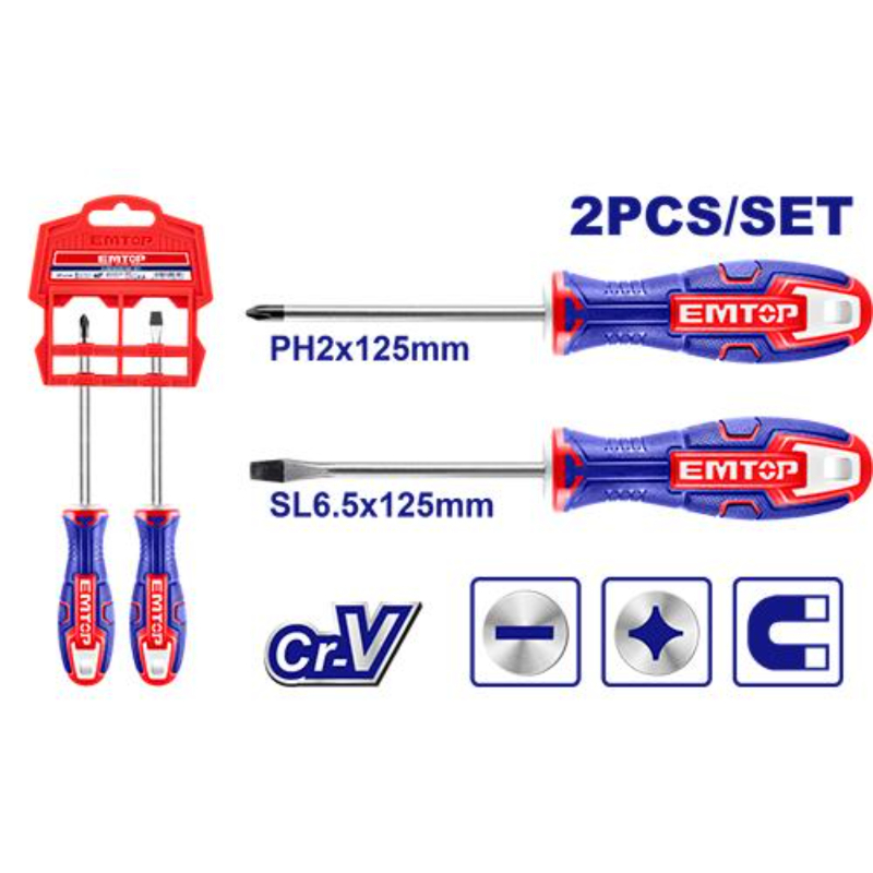 ايمتوب سيت درنفيس 2 قطعة واحد شق واحد فيليبس بقیاس SL6.5x125 وPH2x125 مادة كروم فانديم ESST0202