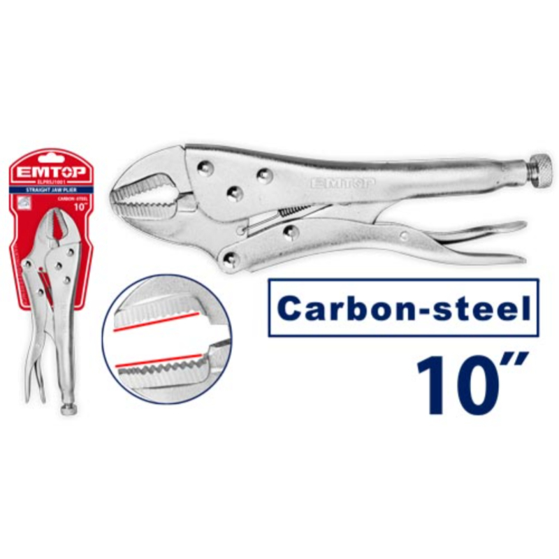 Emtop Straight Jaw Plier Size 10, Cr-V, Nickel Plated ELPRSJ1001