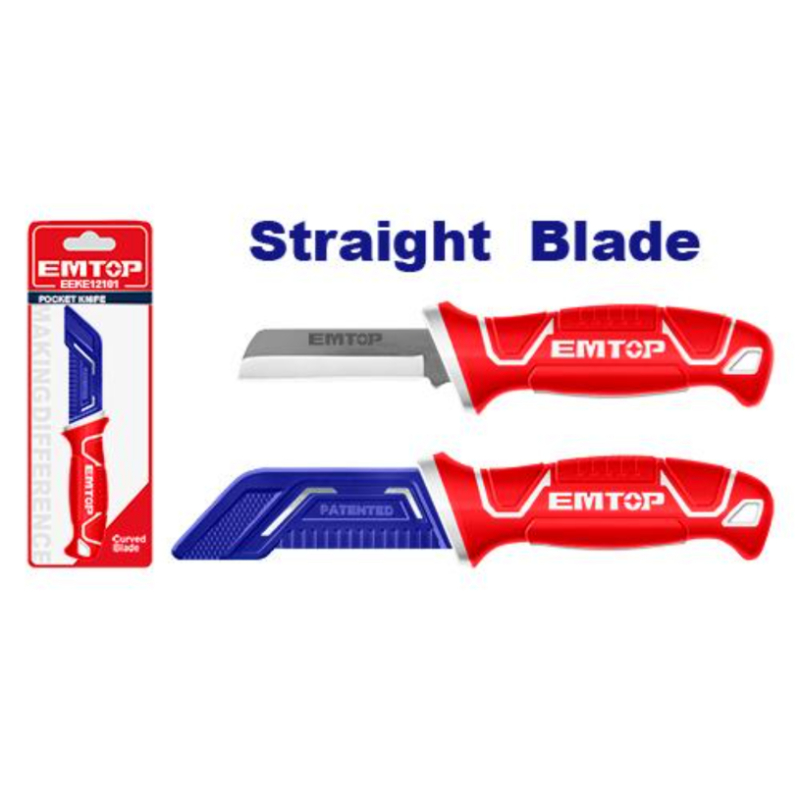 Emtop Cable Stripping Knife Size 200Mm, Straight Blade, Material Stainless Steel EEKE12101
