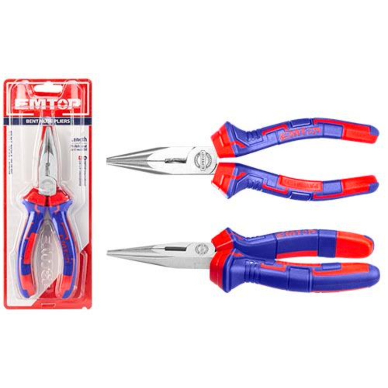 Emtop Long Nose Pliers Size：6Inches/160Mm, Two Color Handle, Packed By Sliding Card EPLRL0611