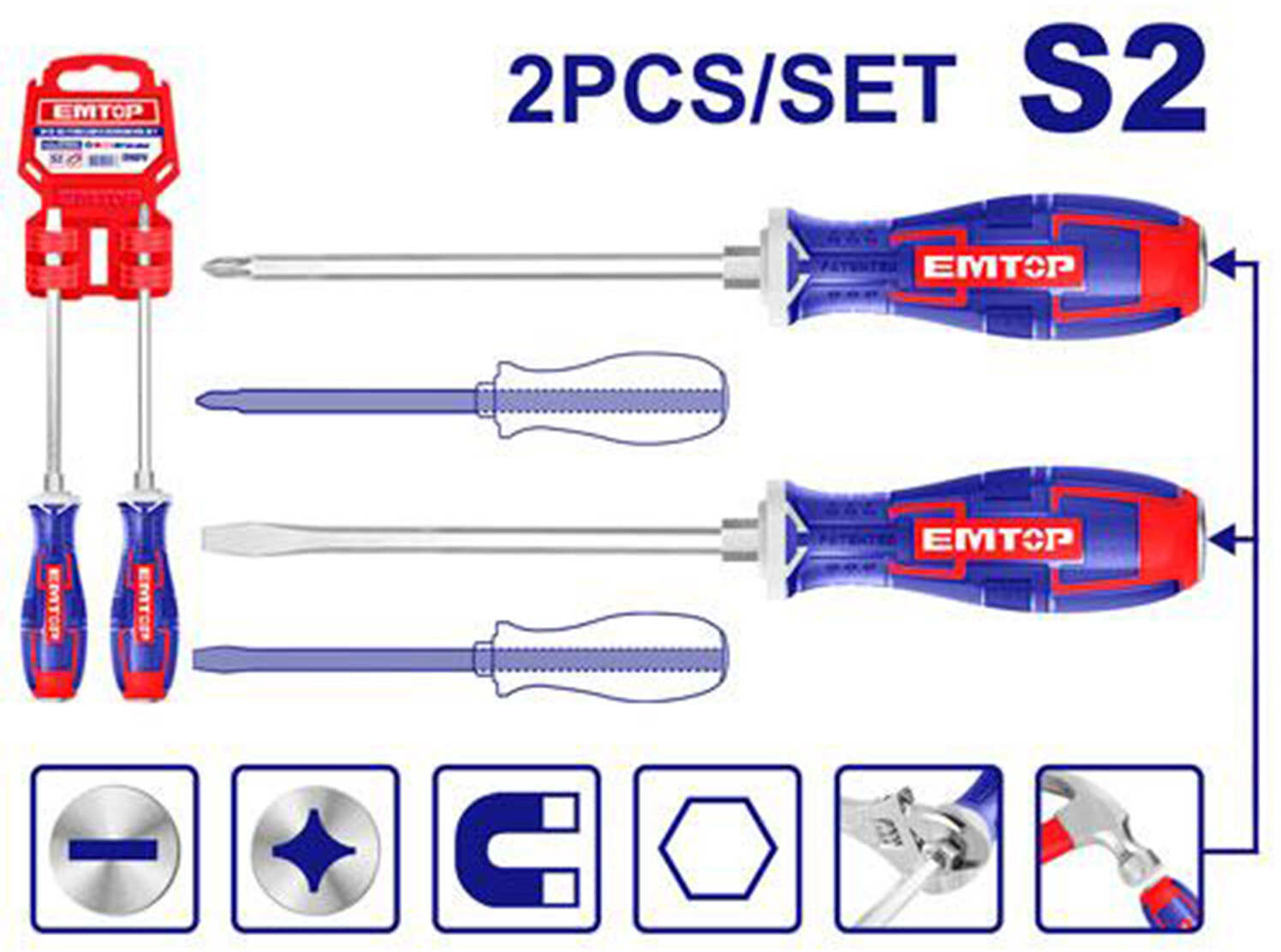 EMTOP Screwdriver Set 2Pcs ESSTGT0202