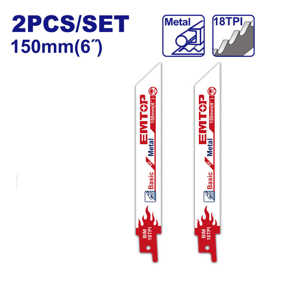 EMTOP Reciprocating Saw Blades Ser 2Pcs ERSB922EF