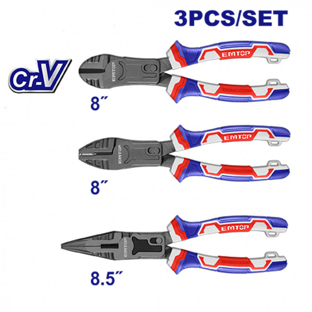 EMTOP Set of 3 Pliers 8, 8 , 8.5 inch EPLS2351