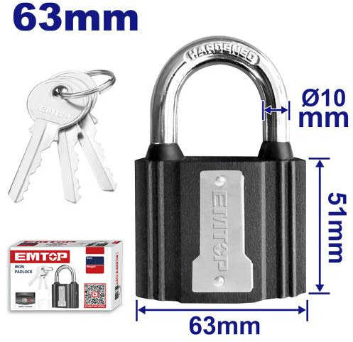 EMTOP Iron Padlock 63mm 3 Keys EPDKR6001