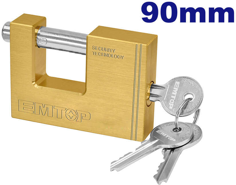 EMTOP Horizontal Bronze Padlock 90mm 3 Keys EPDKH9001