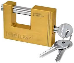 EMTOP Horizontal Bronze Padlock 60mm 3 Keys EPDKH6001