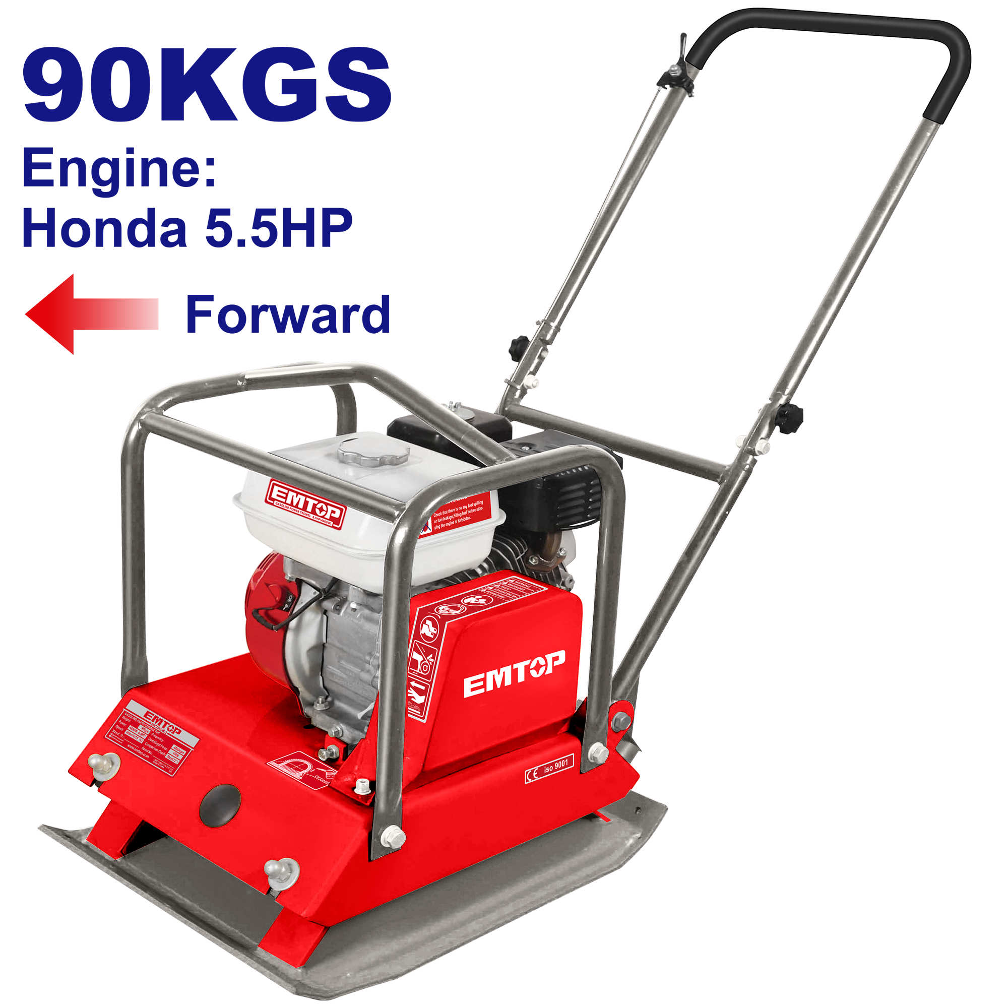 EMTOP Plate Compactor 4000W 5.5Hp 30cm 90Kg EPCT659001