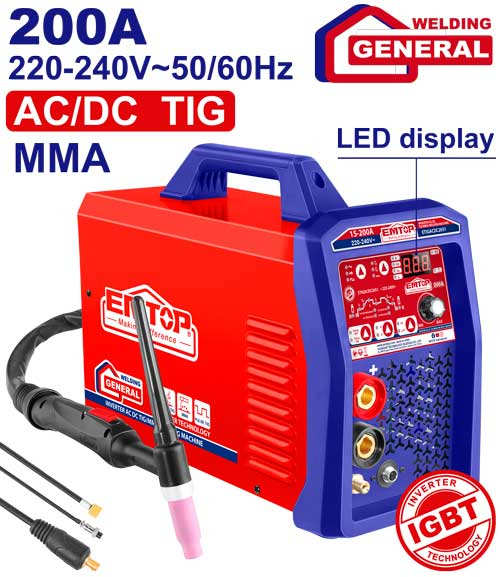 EMTOP Inverter MMA Welding Machine 220-240V 50/60Hz 200A ETIGACDC2051